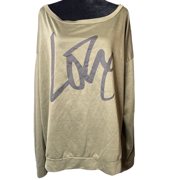 Tops - “Love” Army Green Sweatshirt